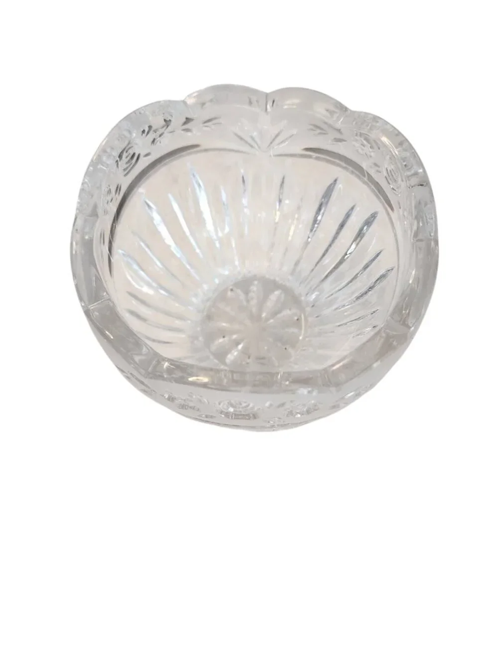 Oneida Crystal Frosted Southern Garden Roses Round Candy Bowl Mint PB205